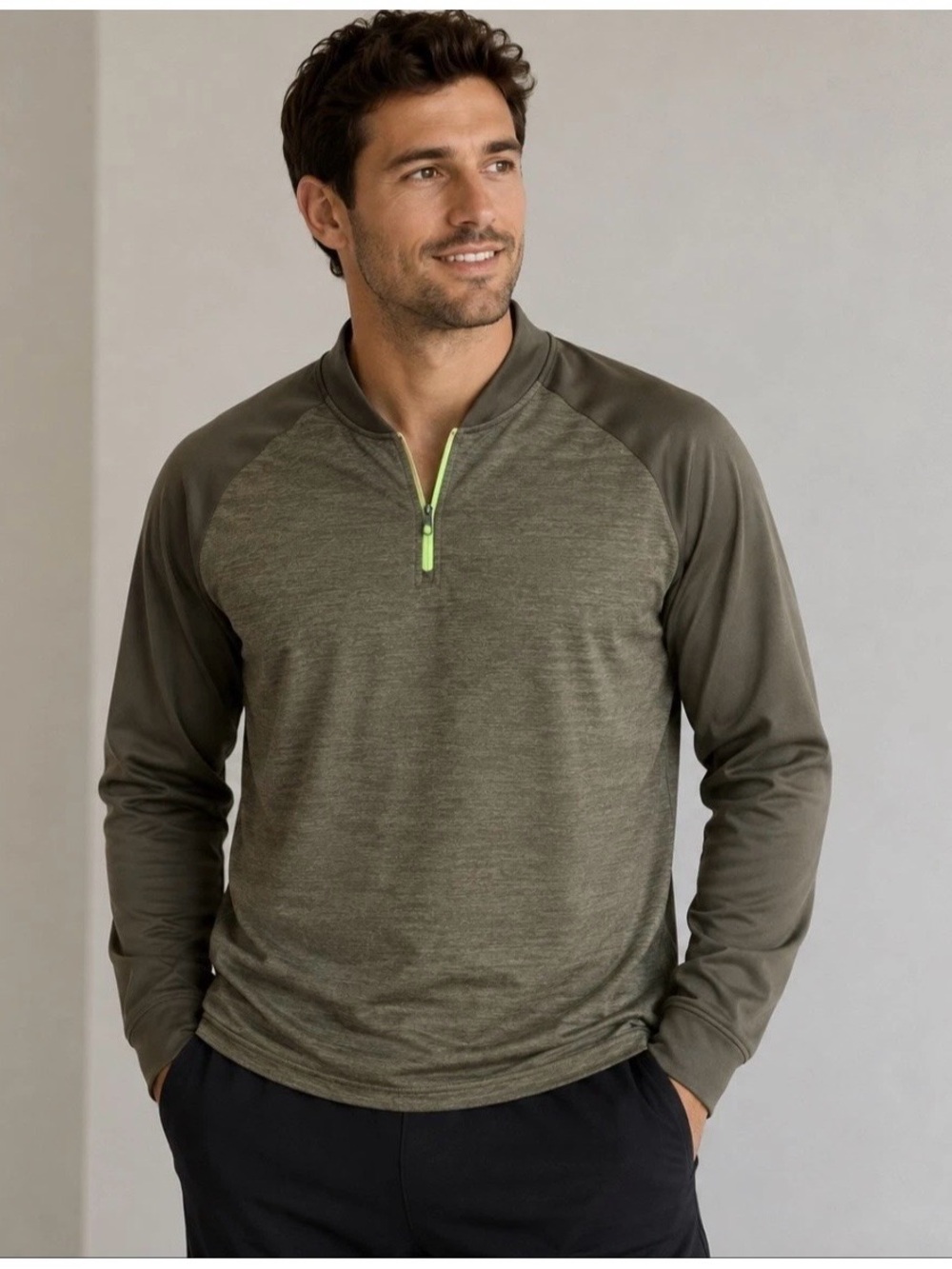 Under Armour Olive Green Quarter-Zip Long-Sleeve Shirt Jacket XL Performance